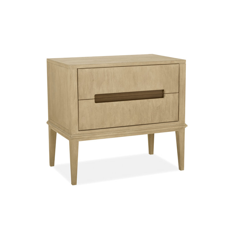 Palmer 2-Drawer Beach Teak Nightstand with Bronze Hardware