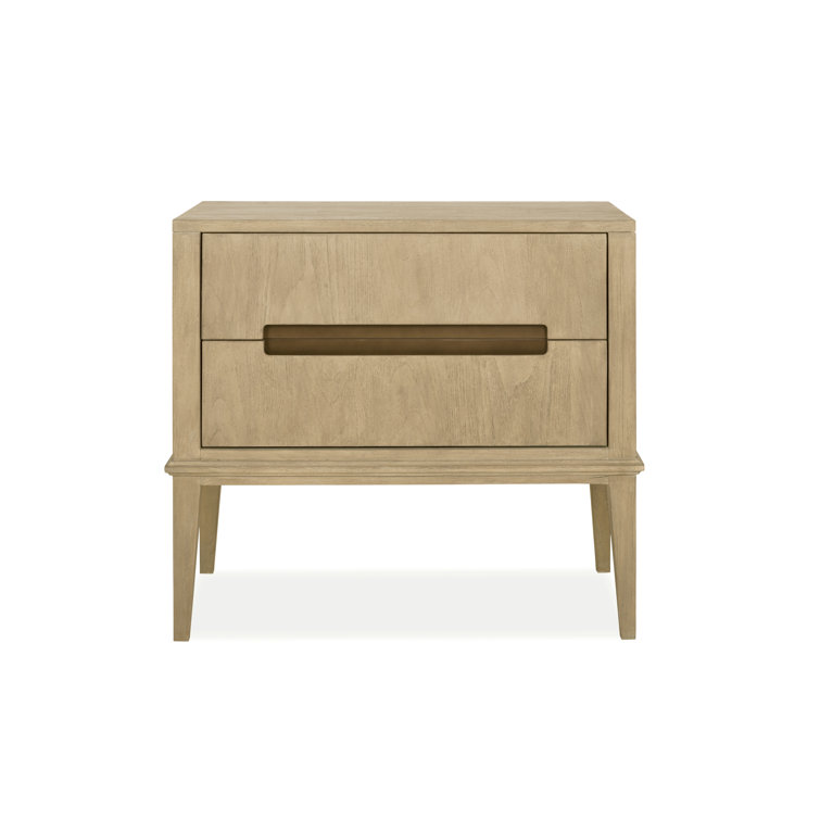 Palmer 2-Drawer Beach Teak Nightstand with Bronze Hardware