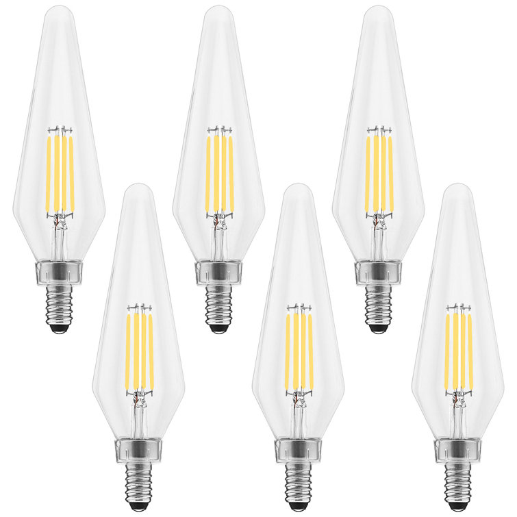 Crystal Clear Dimmable LED Candelabra Bulbs, Set of 6