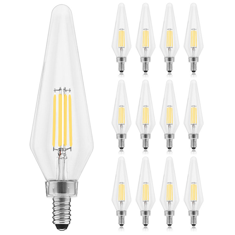 Clear Glass Dimmable LED Candelabra Bulbs, Set of 12
