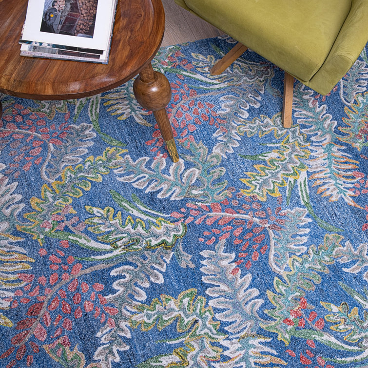 Blue Hand-Tufted Synthetic Floral 8' x 10' Rug