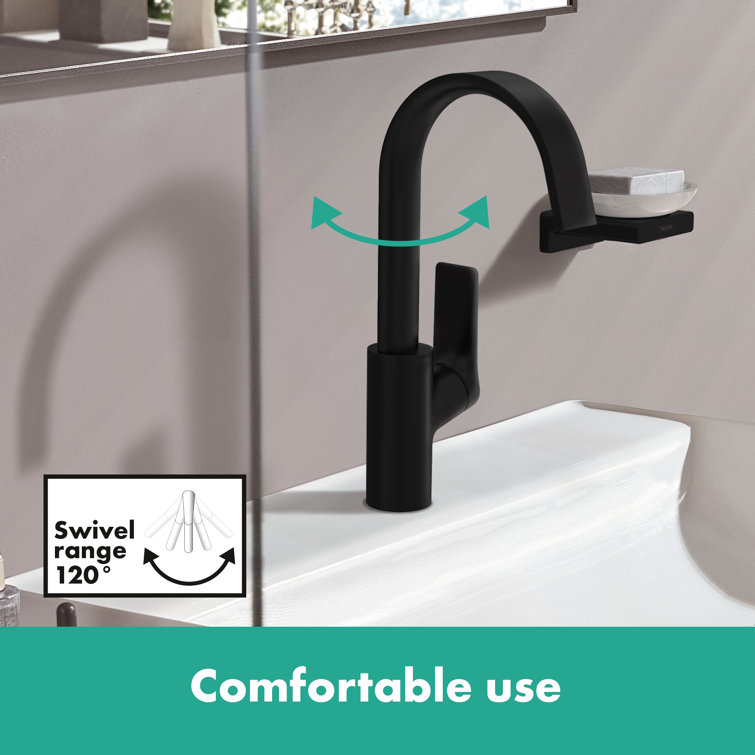 Modern Matte Black Single-Hole Bathroom Faucet with WaterfallStream