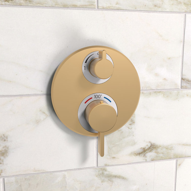 Brushed Bronze Wall-Mounted Thermostatic Shower Valve Trim