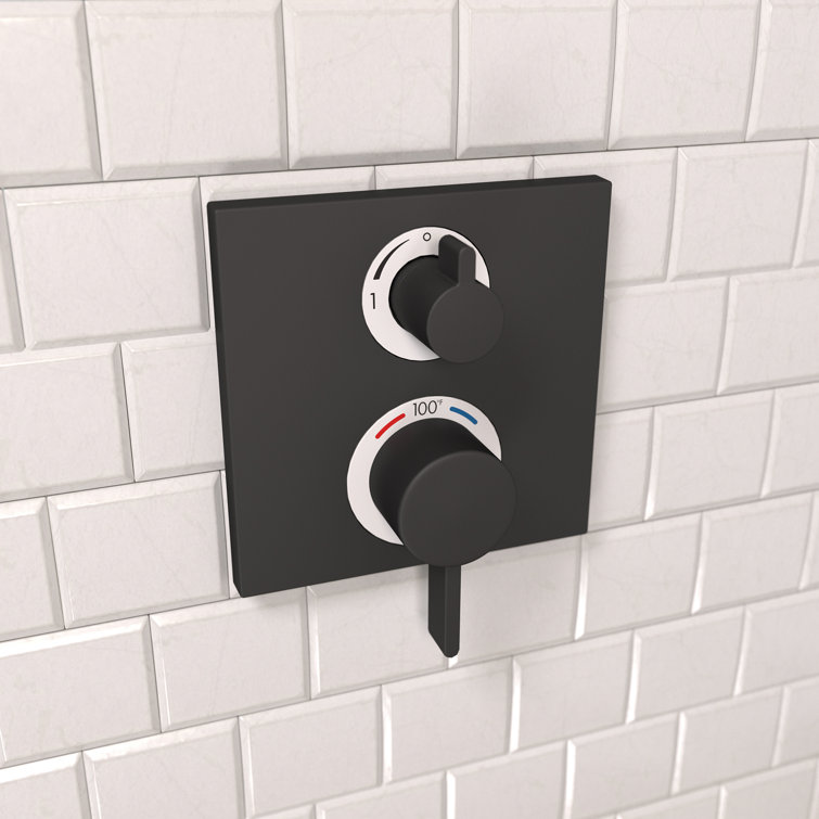 Matte Black Wall-Mounted Lever Shower Trim, European Design