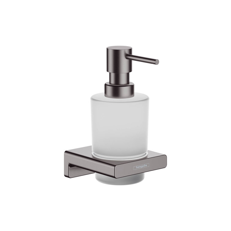 Hansgrohe Brushed Black Chrome Metal and Glass Wall-Mount Soap Dispenser