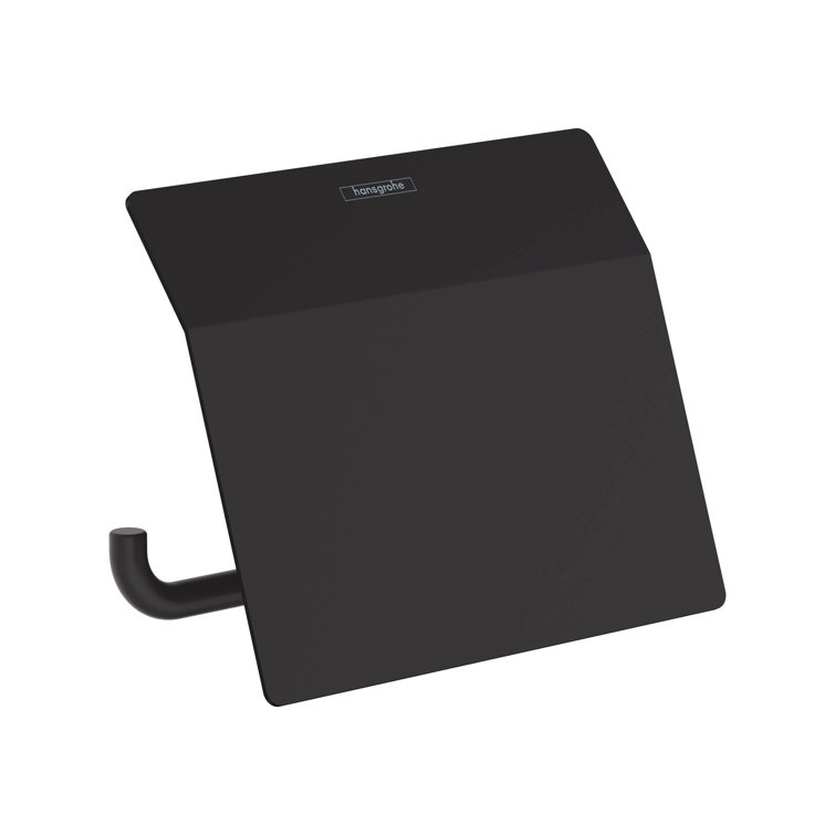 Matte Black Modern Toilet Paper Holder with Cover