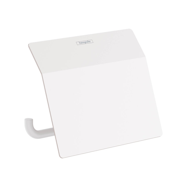 Matte White Wall-Mounted Toilet Paper Holder with Cover