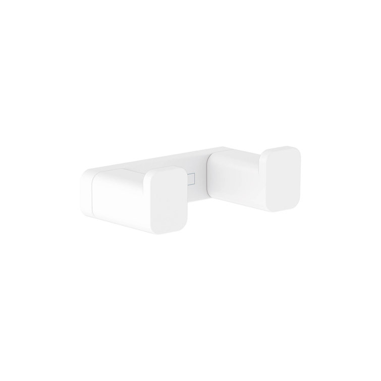 Matte White Metal Double Robe Hook for Wall Mount