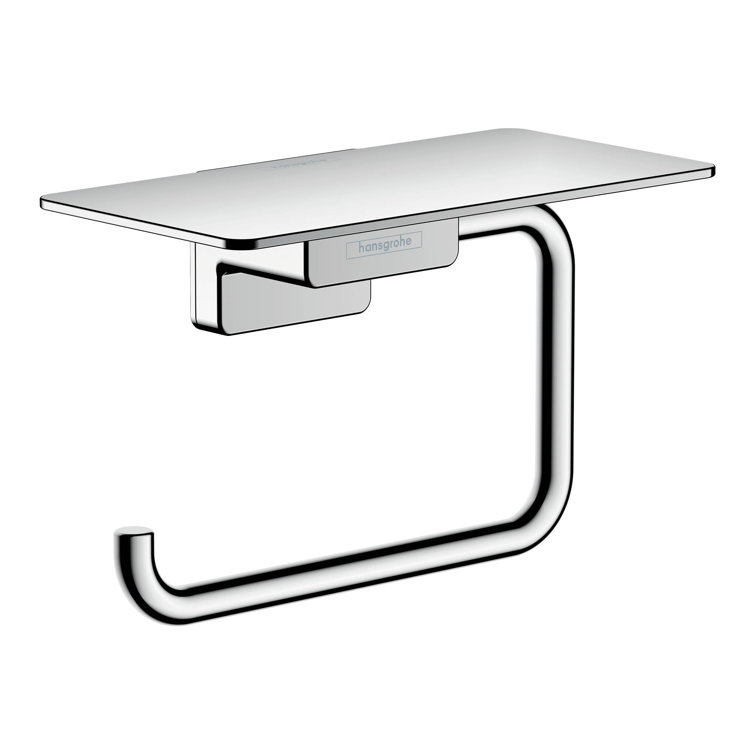 Chrome Wall-Mounted Toilet Paper Holder with Shelf