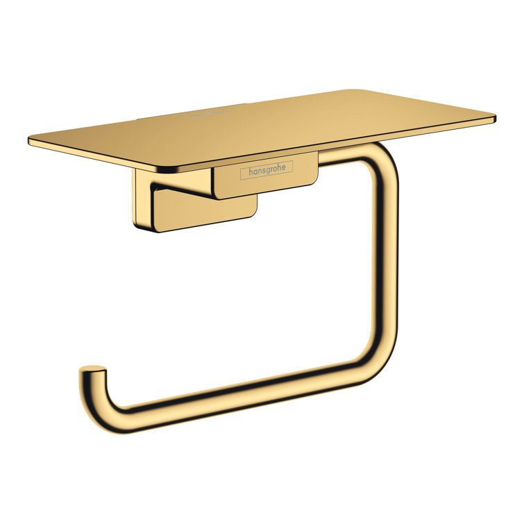 Brushed Bronze Toilet Roll Holder with Shelf