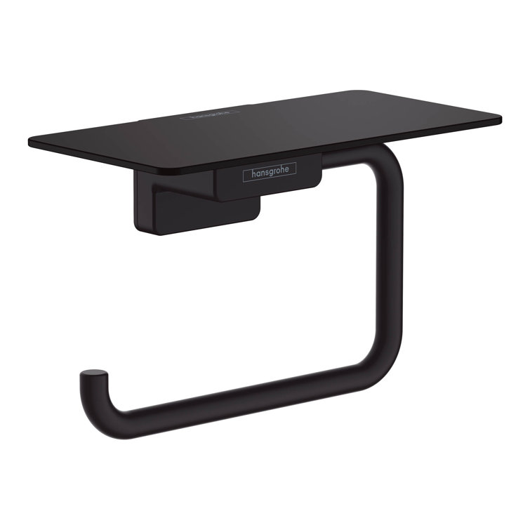 Matte Black Metal Toilet Paper Holder with Shelf