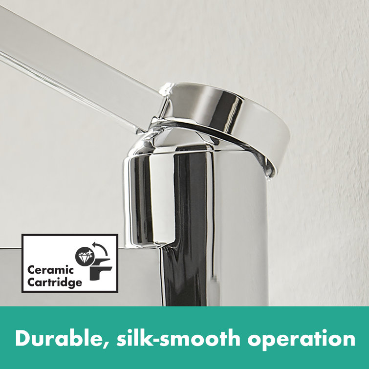 Modern Brushed Nickel Single-Hole Bathroom Faucet with Ceramic Disc Valve