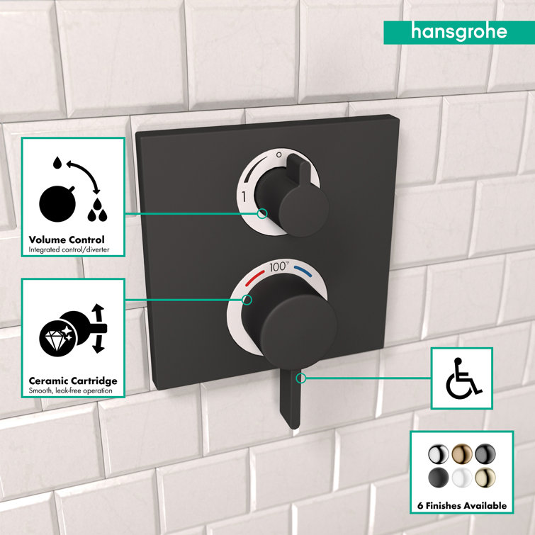 Matte Black Wall-Mounted Lever Shower Trim, European Design