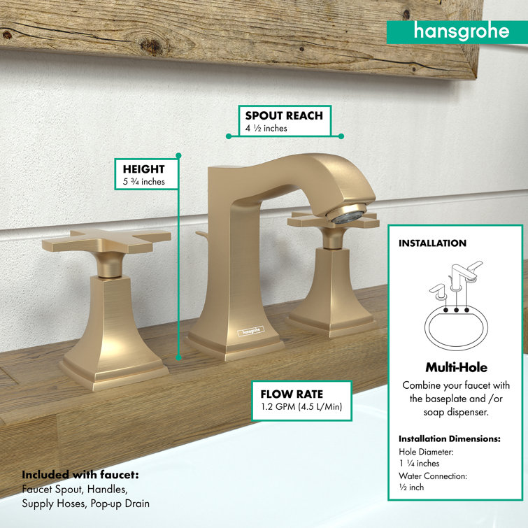 Elegant Polished Nickel Widespread Bathroom Faucet with Cross Handle
