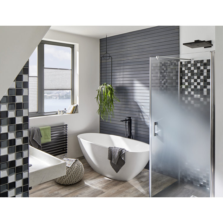 Matte Black Brass Freestanding Tub Filler with Handshower
