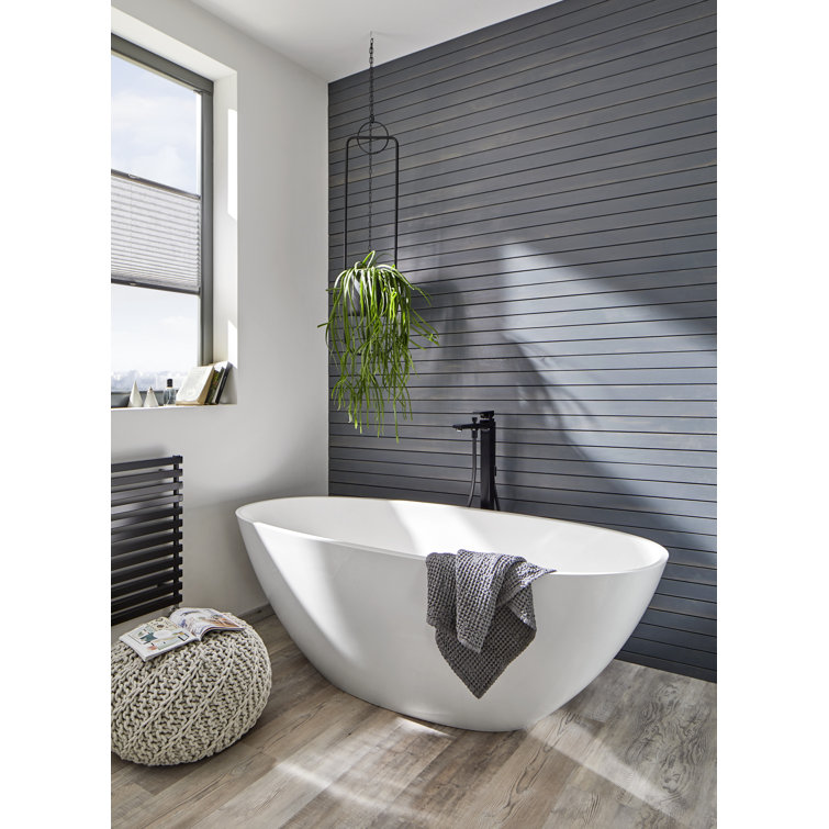 Matte Black Brass Freestanding Tub Filler with Handshower