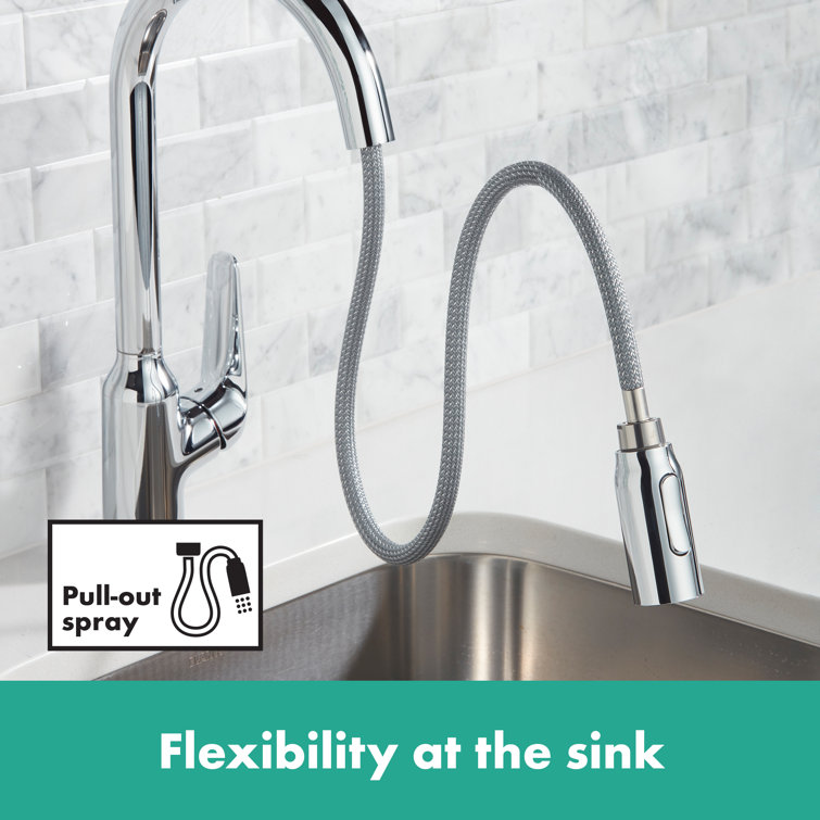 Chrome Single Handle Pull-Down Kitchen Faucet with Spray