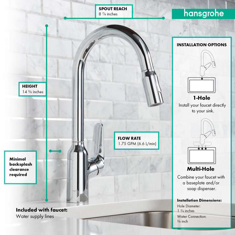 Chrome Single Handle Pull-Down Kitchen Faucet with Spray