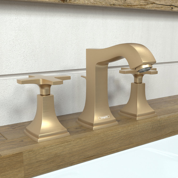 Elegant Polished Nickel Widespread Bathroom Faucet with Cross Handle