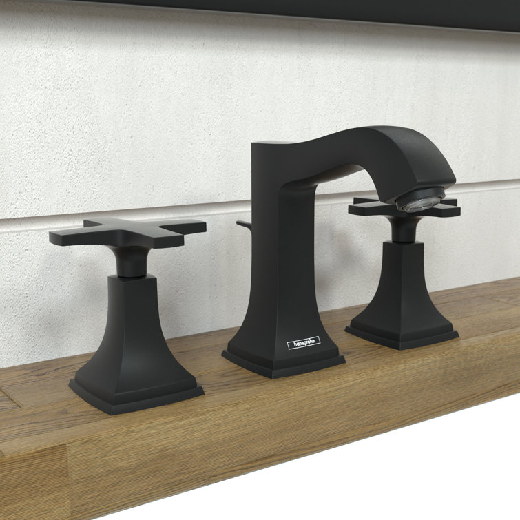 Matte Black Modern Widespread Bathroom Faucet with Cross Handles