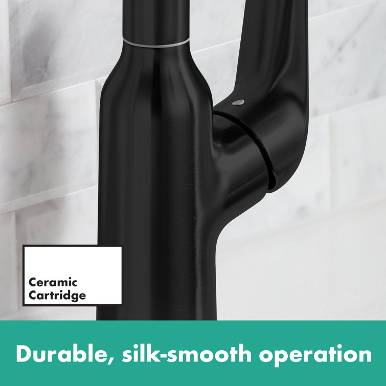 Matte Black 14.4" Single-Handle Pull-Down Kitchen Faucet