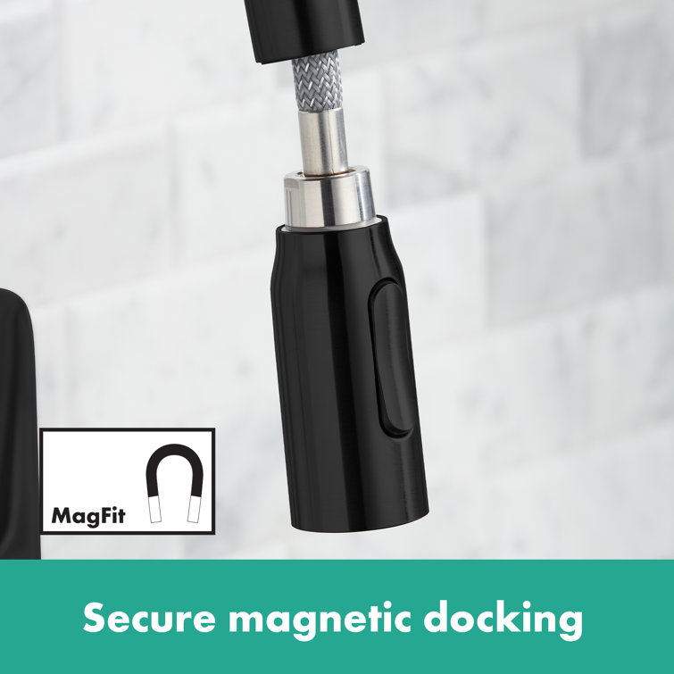 Matte Black 14.4" Single-Handle Pull-Down Kitchen Faucet