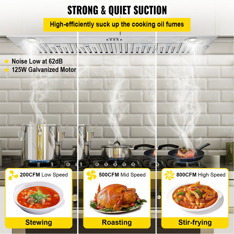 VEVOR 30-Inch Stainless Steel Convertible Insert Range Hood with Charcoal Filter