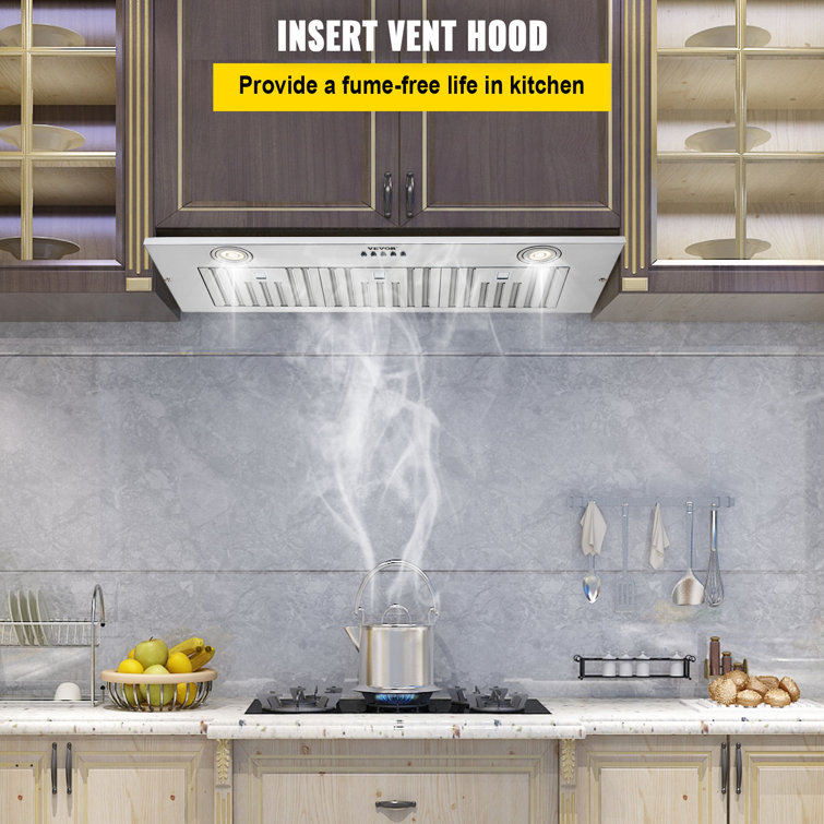 36-Inch Stainless Steel Convertible Insert Range Hood with Charcoal Filter