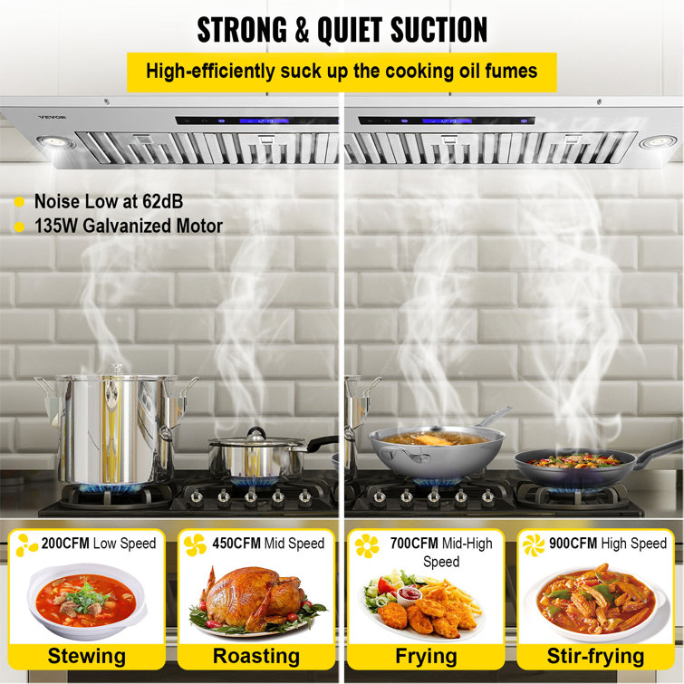 VEVOR 36" Stainless Steel Convertible Insert Range Hood with Charcoal Filter