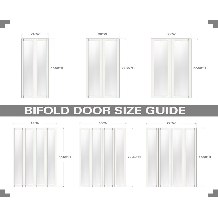 24 in. x 80 in. White Frosted Glass Solid Core MDF Bifold Door