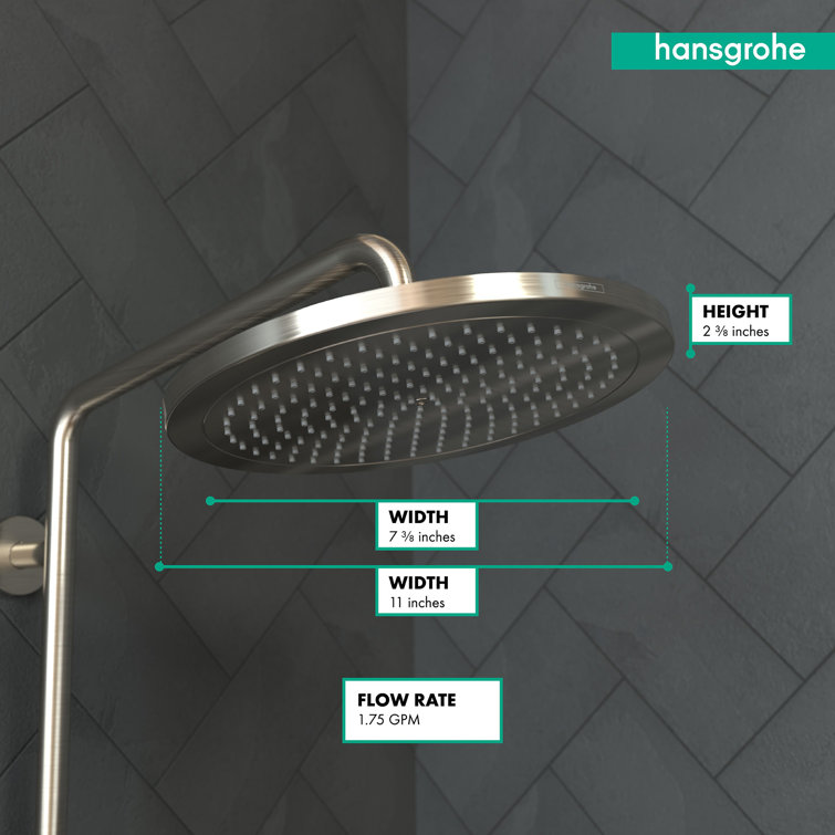 Pulse 11" Brushed Nickel Ceiling Mounted Rain Showerhead