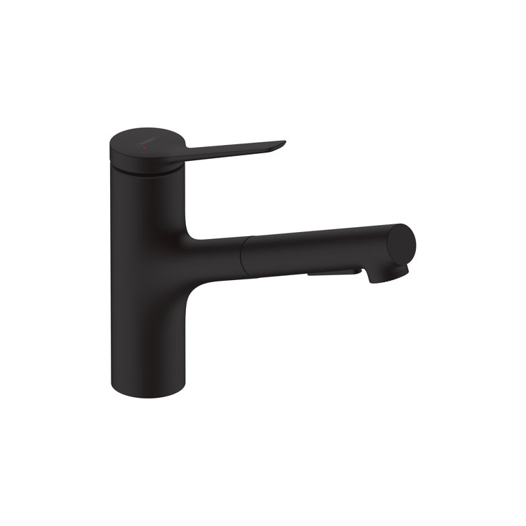 Matte Black Brass Kitchen Faucet with Pull-Out Spray