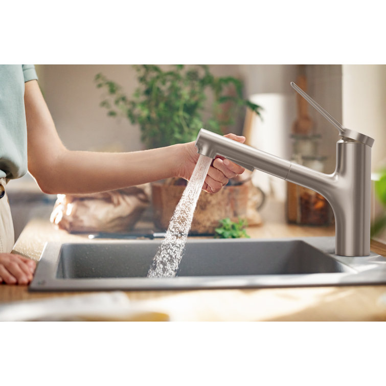 Modern Optik 8.5" Stainless Steel Kitchen Faucet with Pull-Out Spray