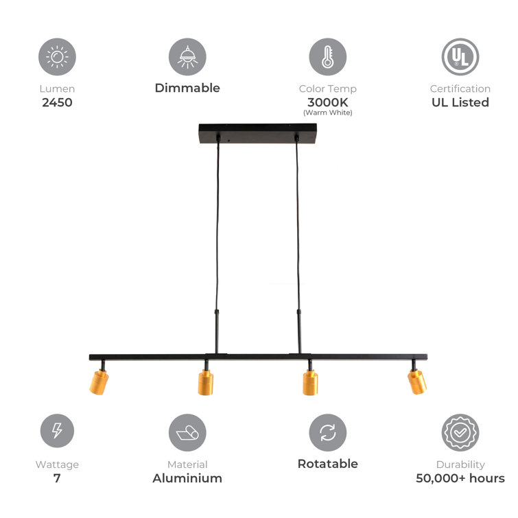 Matte White Steel Adjustable LED Track Pendant Light