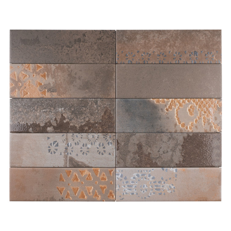 Mud Brown and Yellow Matte Porcelain Subway Tile