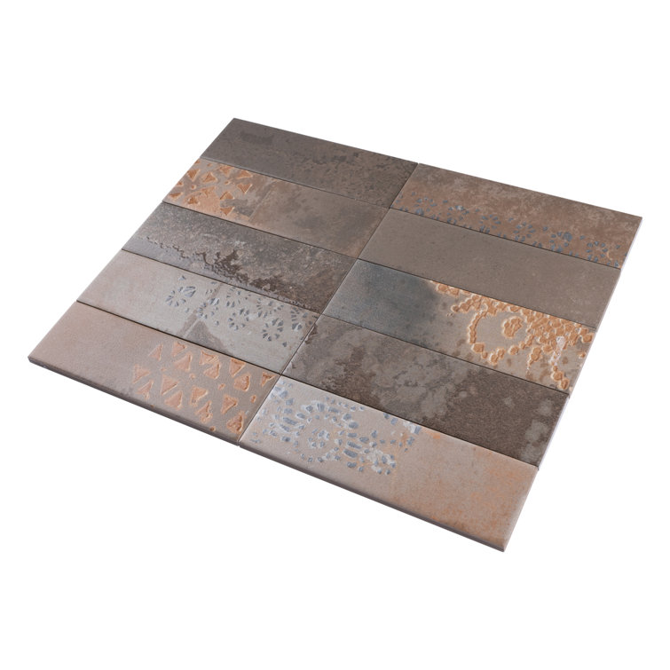 Mud Brown and Yellow Matte Porcelain Subway Tile