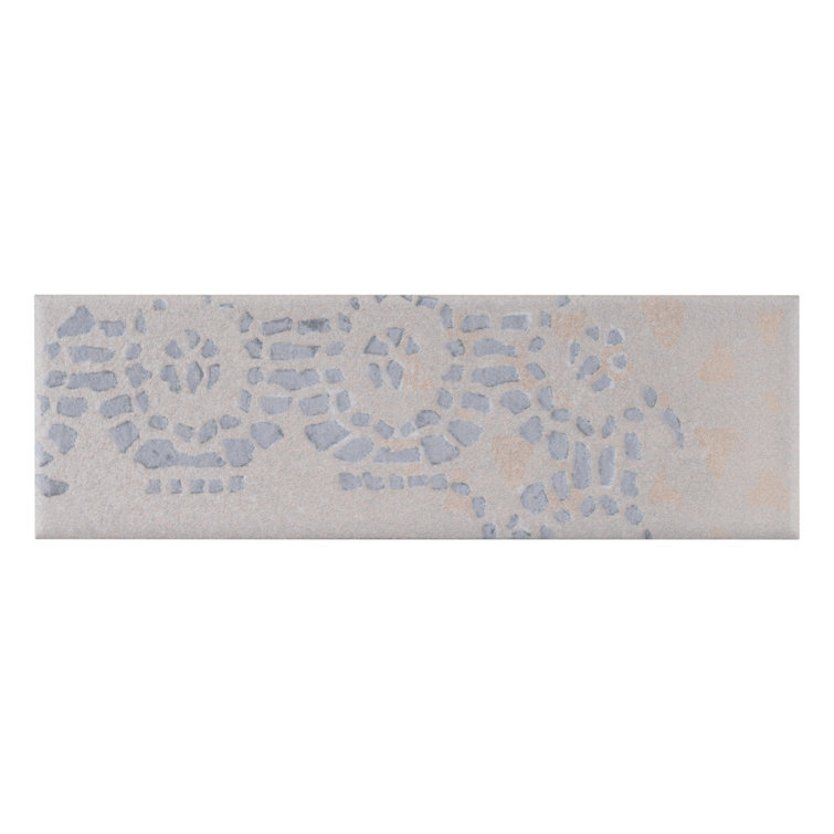 Tempo 3" x 8" White and Gray Porcelain Subway Tile