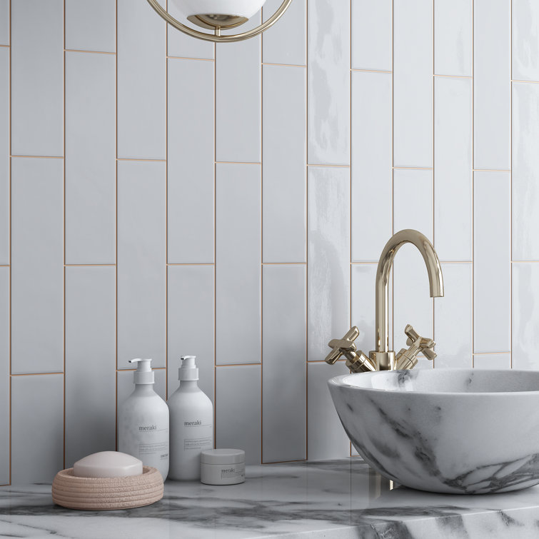 Light Gray Glossy Ceramic Subway Wall Tile 3x12