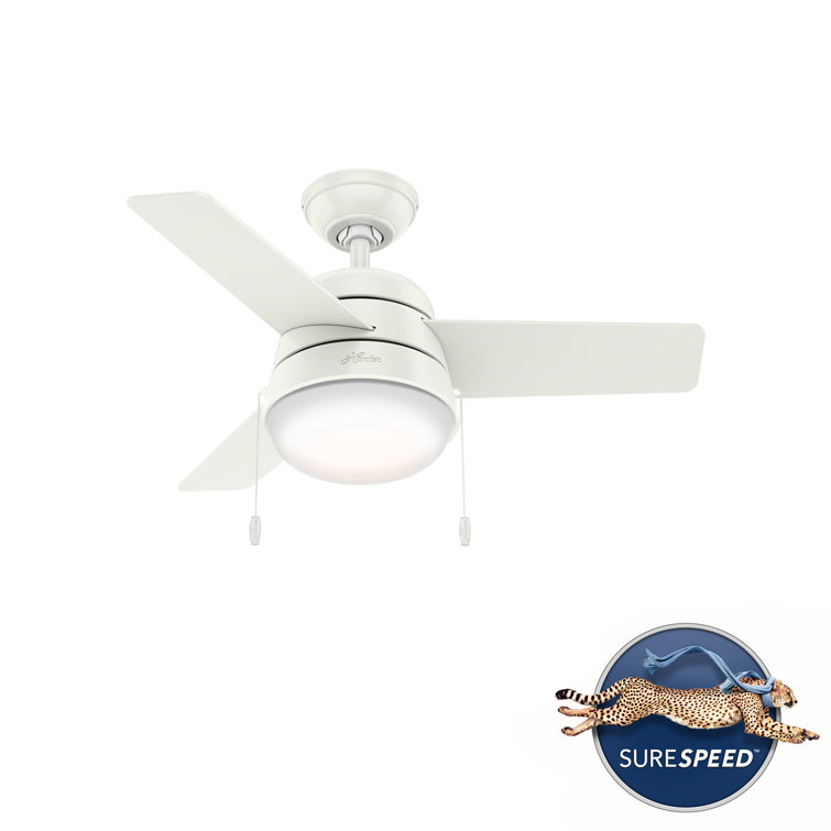 36" White MDF Ceiling Fan with LED Light and Remote
