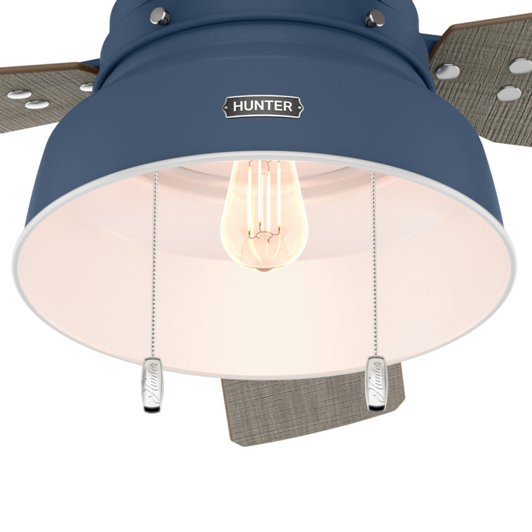 52" Indigo Blue Rustic Ceiling Fan with Light and Remote