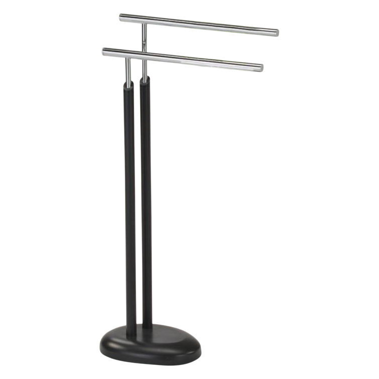 Chrome and Dark Gray Freestanding 2-Bar Towel Rack