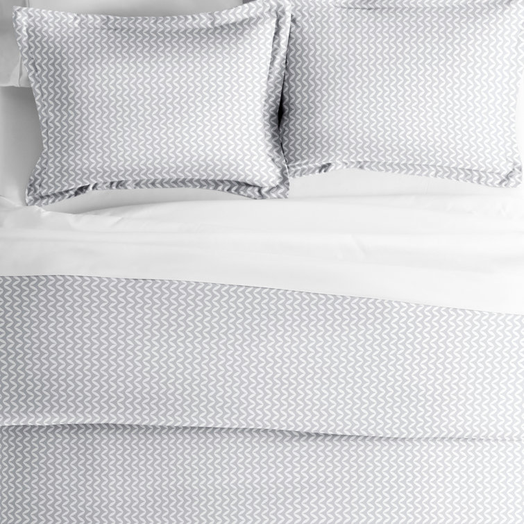 Light Gray Chevron Twin Duvet Cover Set with Shams