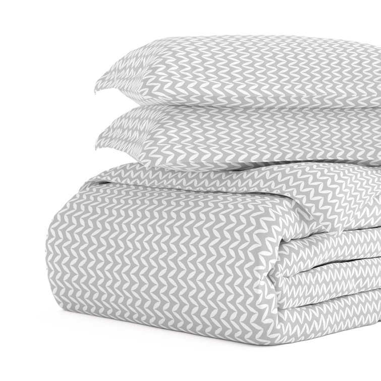 Light Gray Chevron Twin Duvet Cover Set with Shams