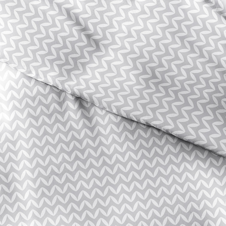 Light Gray Chevron Twin Duvet Cover Set with Shams