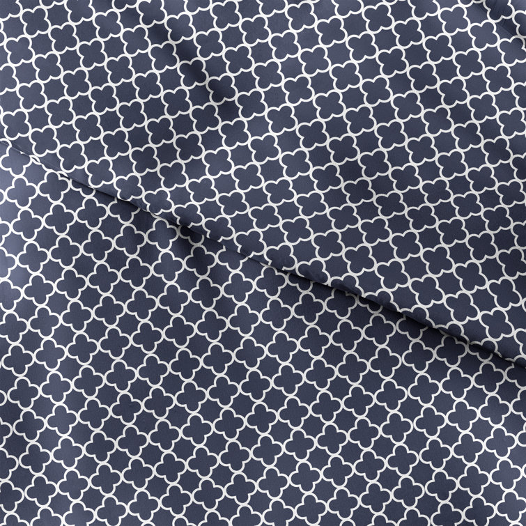 Navy Geometric King Duvet Cover Set with Pillow Shams