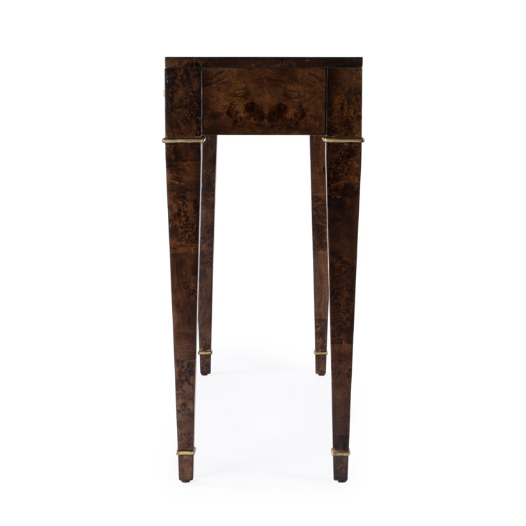 Kai 45" Dark Brown Burl Wood Console Table with Storage