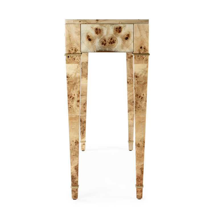 Kai 45" Natural Burl Wood Console Table with Gold Accents