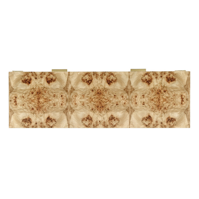Kai 45" Natural Burl Wood Console Table with Gold Accents