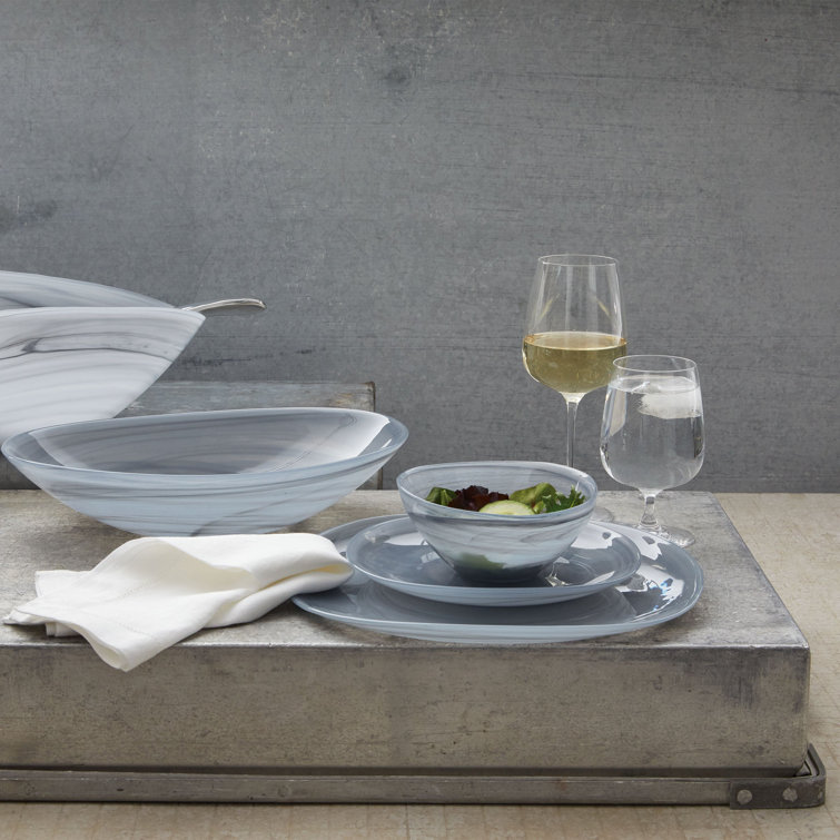 Handmade Oval Alabaster Glass Salad Bowl