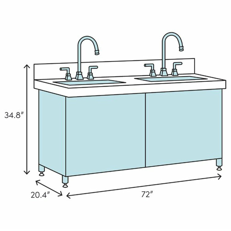Gray Solid Wood and MDF Freestanding Double Sink Bathroom Vanity